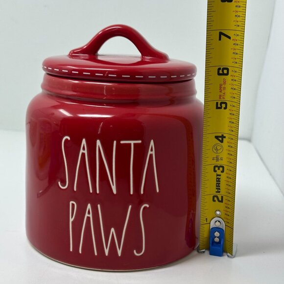 Rae Dunn Red Santa Paws Ceramic Treat Jar Canister Christmas Themed Pet Storage - Picture 7 of 15